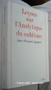 Leçons sur l'analytique du sublime